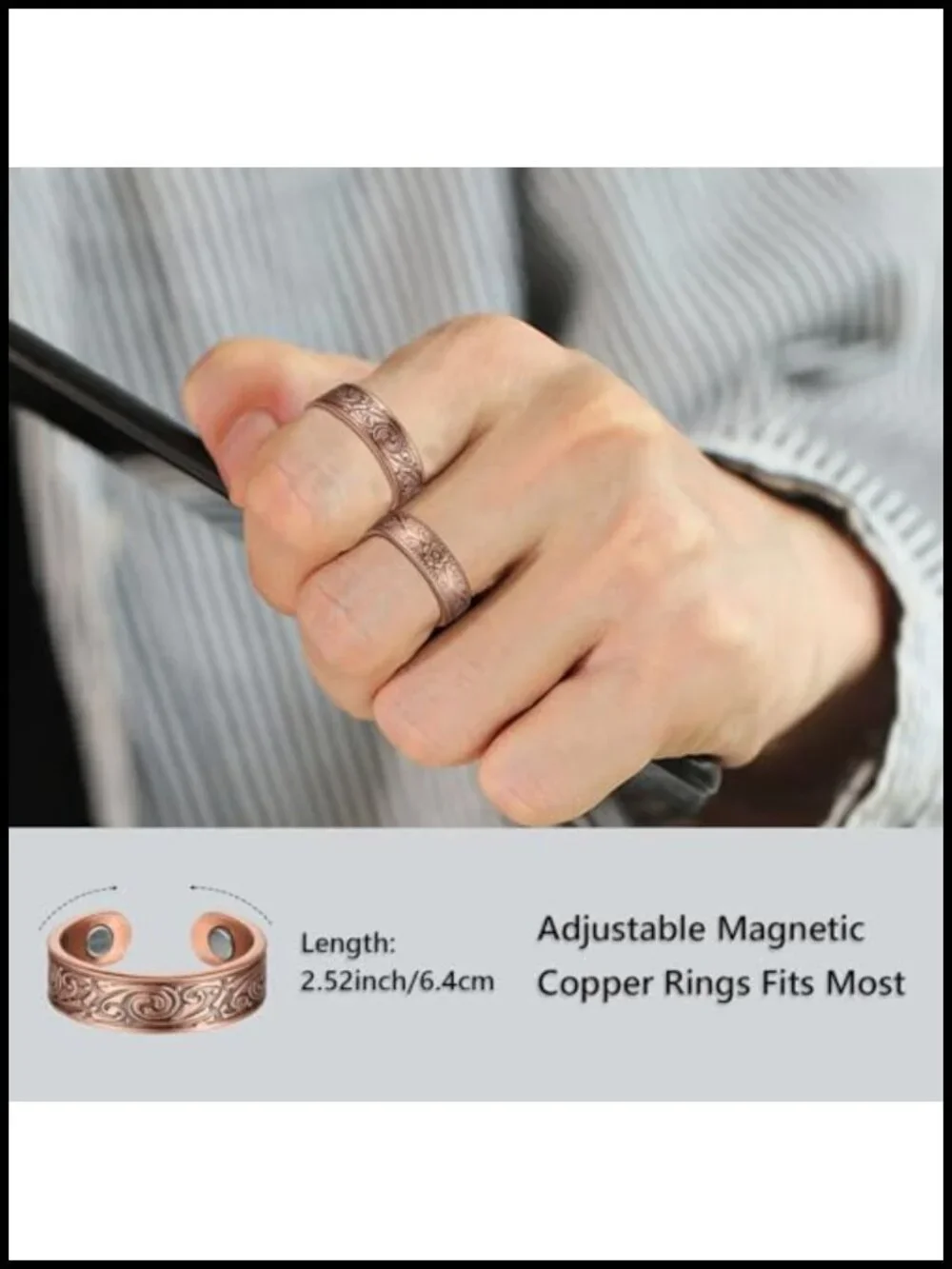 Magnetic Rings Pure Copper Adjustable Thumb Ring Therapy Jewelry